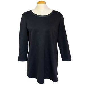 Women's Large Cleo Faux Leather Detail Mid Length Sleeve Top